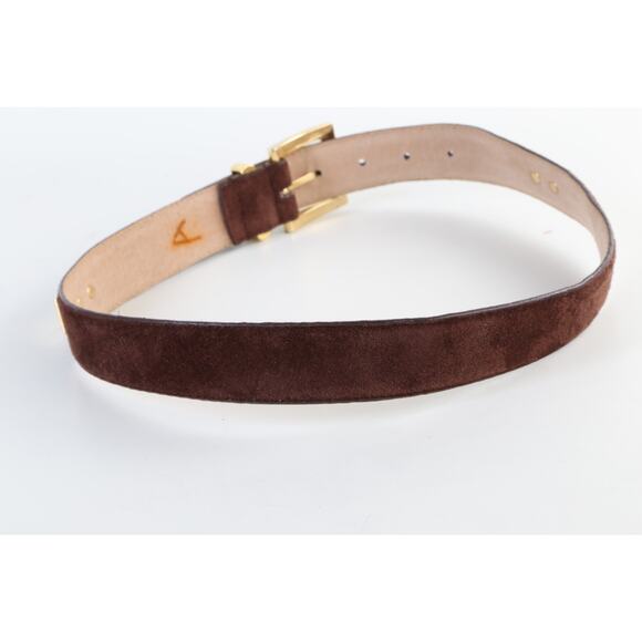 Vintage Perry Ellis Brown Suede Leather Waist Belt Classic Size M - Picture 5 of 16